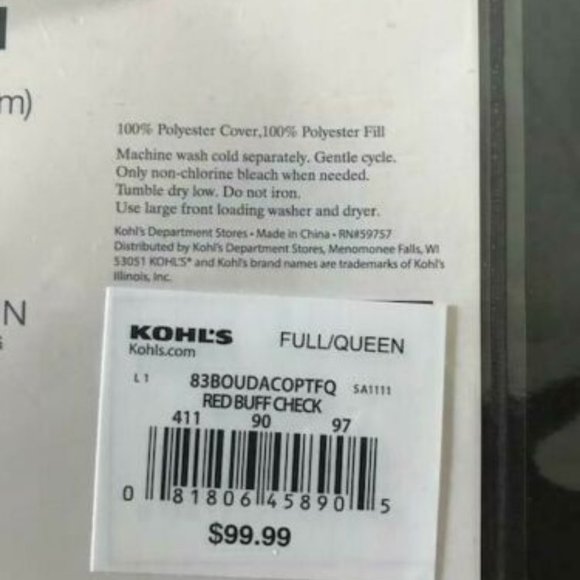 NIP RED PLAID DOWN ALTERNATIVE COMFORTER FULL/QUEEN - Picture 5 of 11